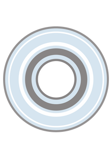Light blue circle containing several concentric circles in black and white tones