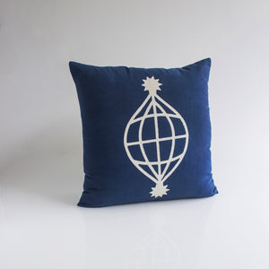 WHITE LINES BLUE SQUARE PILLOW I - We Are Polen