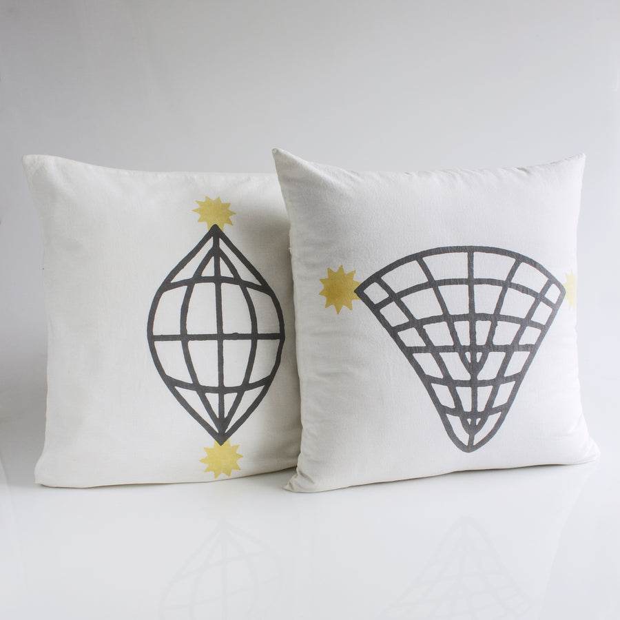 GRAY LINES WHITE SQUARE PILLOW II - We Are Polen